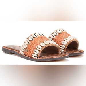 Sam Edelman Tan Slide Sandals with Woven Detail